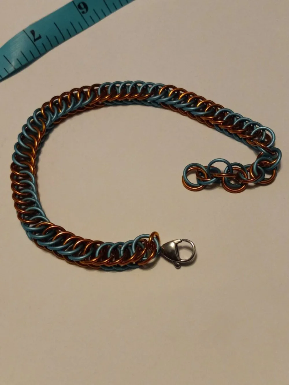Blue & Orange Chain Mail Bracelet